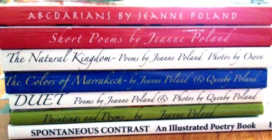 Spine Poem of Jeanne's Poetry Books