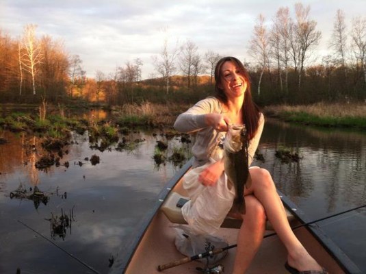 Emily fishes in WStockbridge