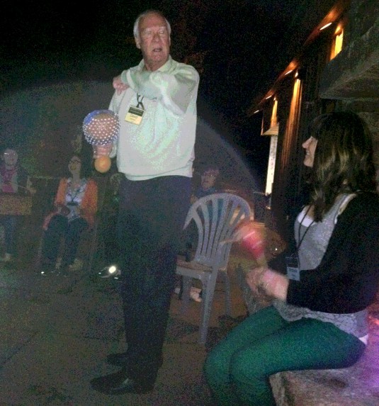 Harrison plays the calabash Michelle the maracas Photo by Jeanne