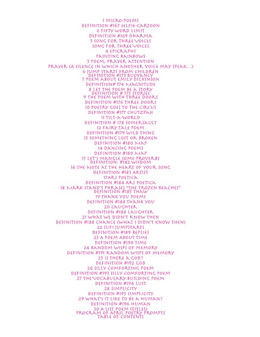 April Prompts Pushed Poems for Poetry Month  2015