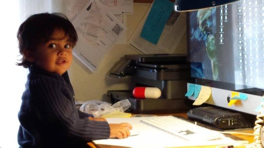 son doodles on the same desk blotter