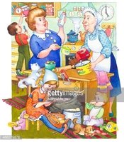 58827446-watercolor-illustration-family-in-kitchen-preparing-meal